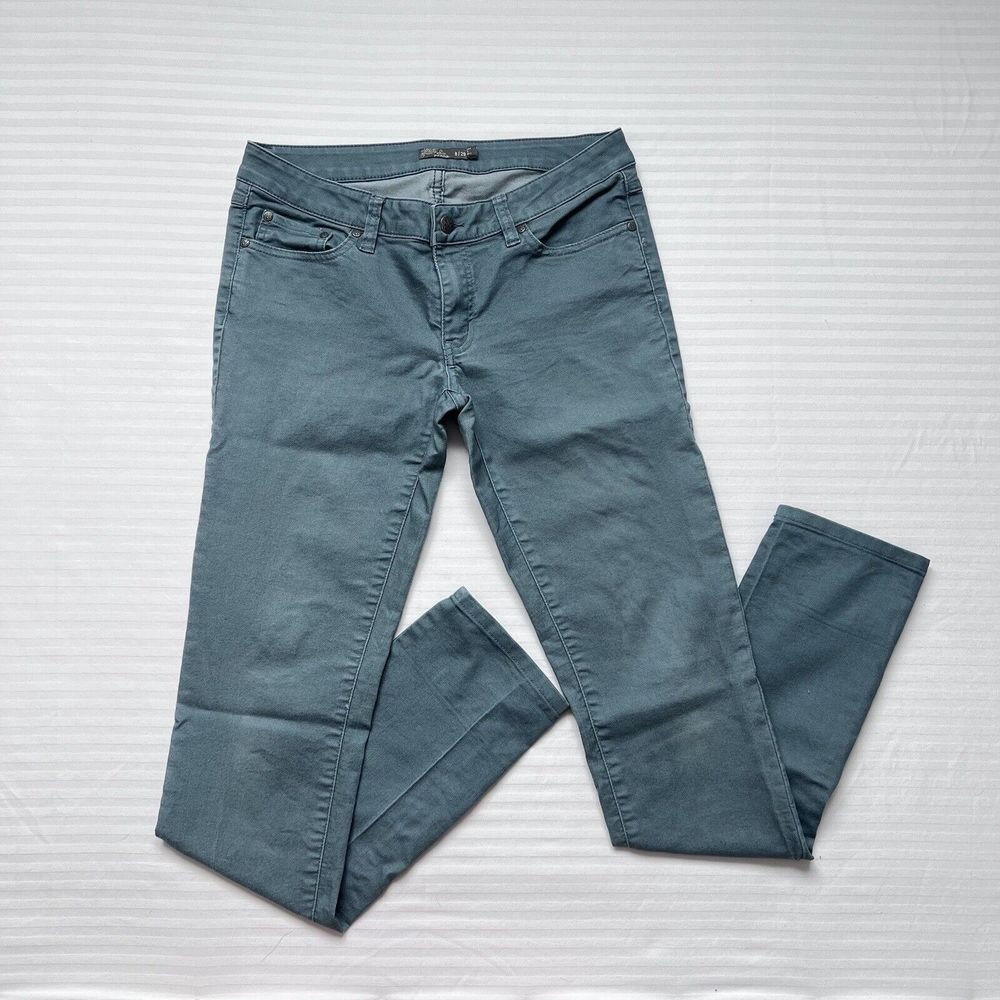 PrAna Denim Pants Skinny/ Straight Leg Teal Stretch Womens Sz 8/29